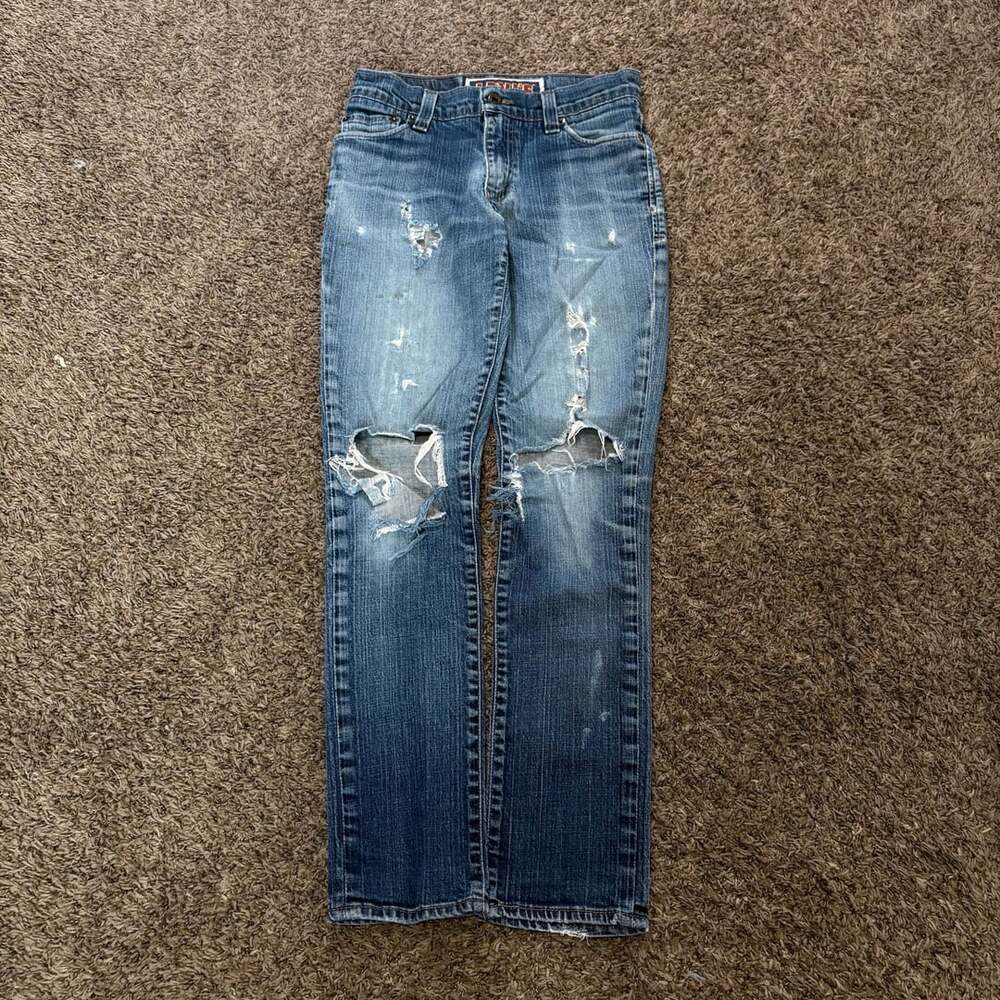 Vintage 90s Levi's 510 Super Skinny Jeans Size 10 Distressed Blue Denim